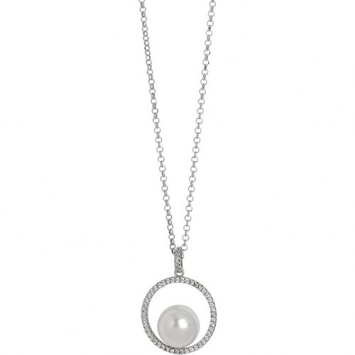 Collana Argento Con Pendente Circolare Zirconi e Pietra Centrale Boccadamo GR688